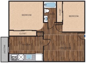 2 beds, 1 bath, 740 sqft, $2,499