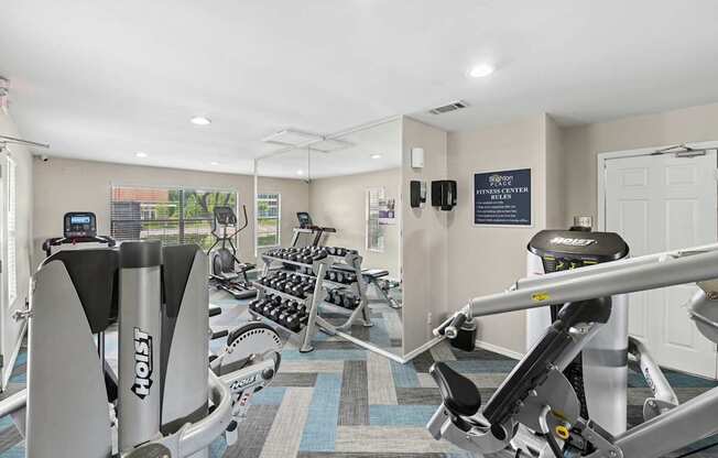 Fitness center at Brighton Place in Lewisville, TX