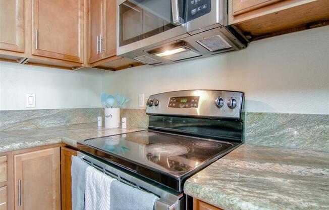 Electric Range In Kitchen at Magnolia Place Apartments, California, 94087