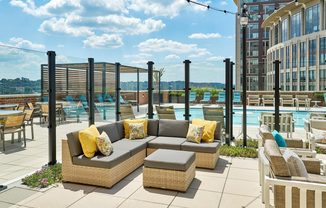 Your new favorite hangout. Unwind in our updated outdoor lounge, complete with cozy fire pits, ambient fairy lights, and plenty of seating for friends.