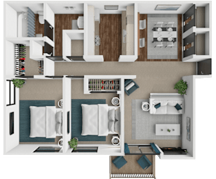 2 beds, 1 bath, 818 sqft, $1,305