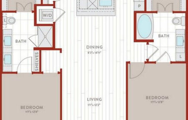 2 beds, 2 baths, 966 sqft, $1,840