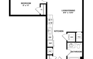 1 bed, 1 bath, 464 sqft, $2,100