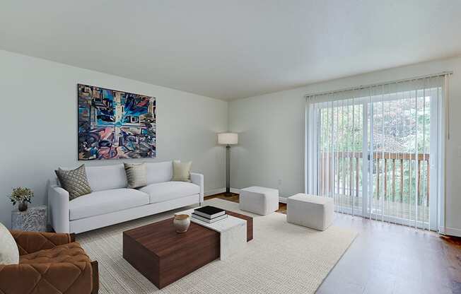 Living room with patio door