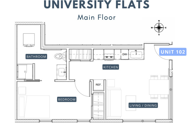 1 bed, 1 bath, 350 sqft, $1,750, Unit 102