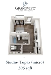 Studio, 1 bath, 395 sqft, $985