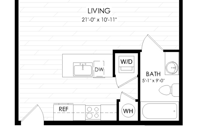 Studio, 1 bath, 430 sqft, $1,425