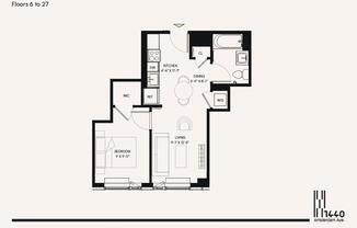 1 bed, 1 bath, $3,495, Unit 1621