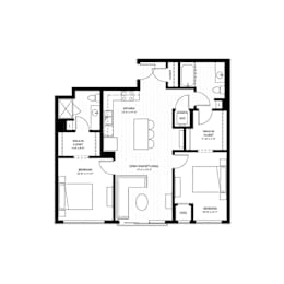 2 beds, 2 baths, 951 sqft, $1,957