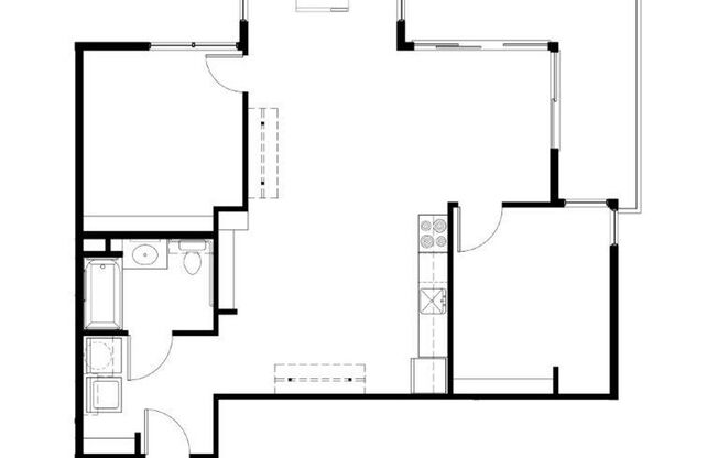 2 beds, 1 bath, 852 sqft, $1,400, Unit 1-205E