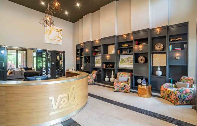 the lobby or reception area of vecchia velle apartments