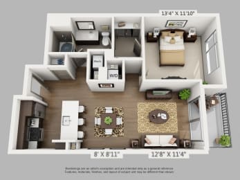 1 bed, 1 bath, 740 sqft, $1,812