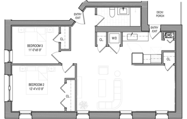 2 beds, 1 bath, 825 sqft, $2,895, Unit 853-3B