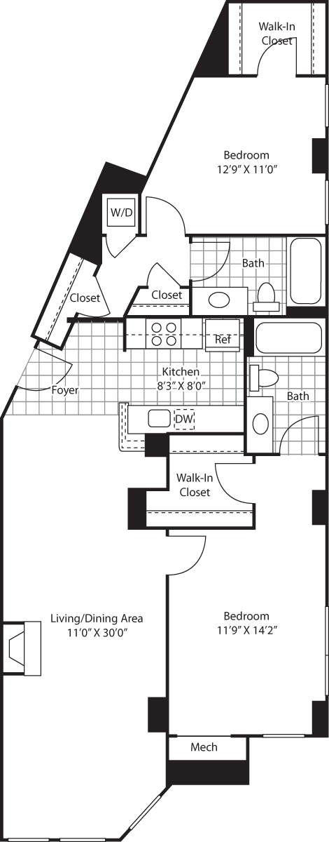 2 beds, 2 baths, 1,140 sqft, $4,256, Unit 1012
