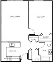 1 bed, 1 bath, 577 sqft, $1,296