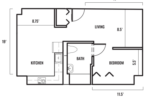 1 bed, 1 bath, 572 sqft, $1,719, Unit 534