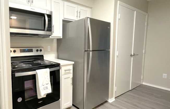 Newly renovated kitchen with appliances  at Huntington Apartments, Morrisville
