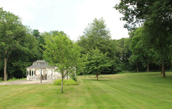 a white gazebo in the middle of a grass field at Renew Worcester, Worcester