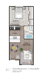 1 bed, 1 bath, 525 sqft, $1,099