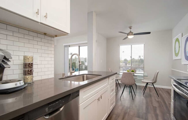 Diwhwasher, Ceiling Fan In Kitchen at Los Robles Apartments, Pasadena, 91101