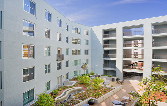 Juliette balconies and patios overlook one of our serene courtyards