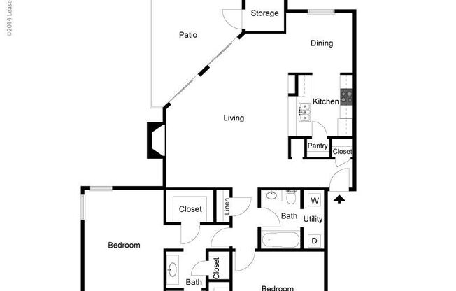 2 beds, 2 baths, 1,079 sqft, $1,640
