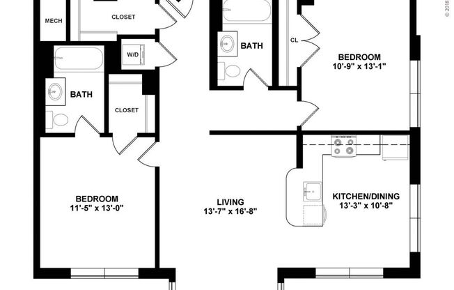 2 beds, 2 baths, 1,016 sqft, $2,950