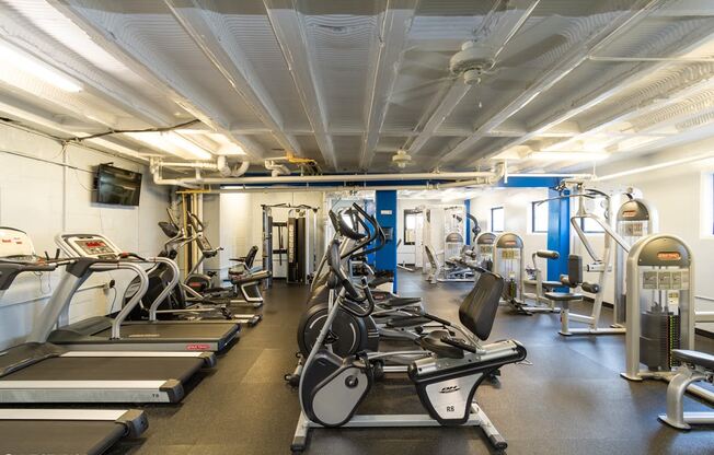 Fitness center at Bridgeyard Apartments in Alexandria, VA