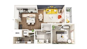 1 bed, 1 bath, 689 sqft, $2,099