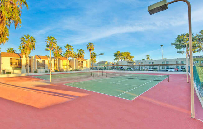 Tennis court at Townhomes on the Park Apartments in Phoenix AZ Nov 2020