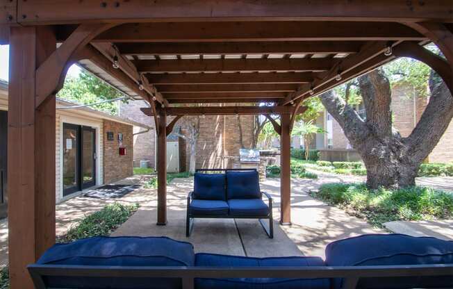 This is a photo of the pergola near the pool area at Preston Park Apartments in Dallas, TX