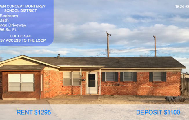 4 bedroom, 2 bath - $1,295 Monthly - $1,100 Deposit