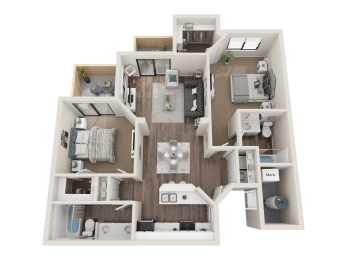 2 beds, 2 baths, 1,023 sqft, $1,688