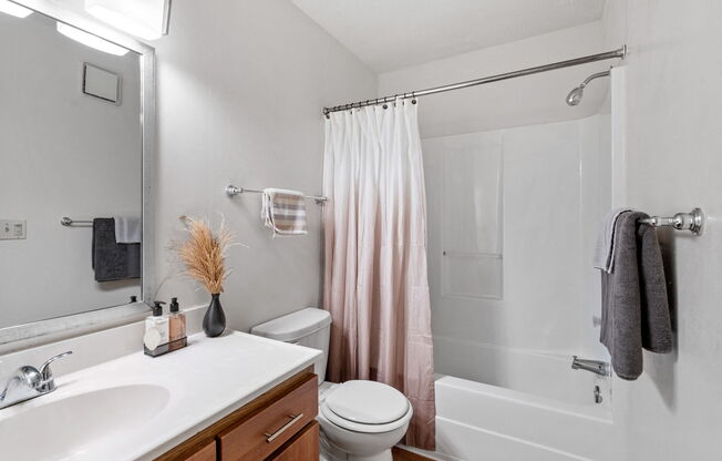 a bathroom with a shower and a toilet and a sink