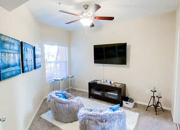Media room at The Villas at Katy Trail in Uptown Dallas, TX, For Rent. Now leasing Studio, 1, 2 and 3 bedroom apartments.