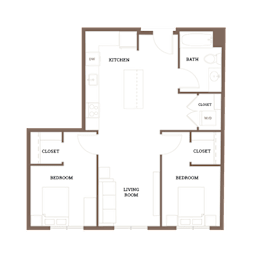 2 beds, 1 bath, 804 sqft, $1,834