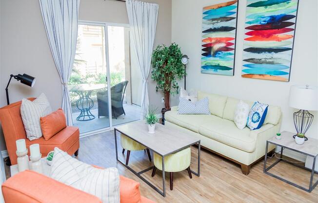 Spacious Living Room With Private Balcony at Medici Apartment Homes, Bermuda Dunes, CA