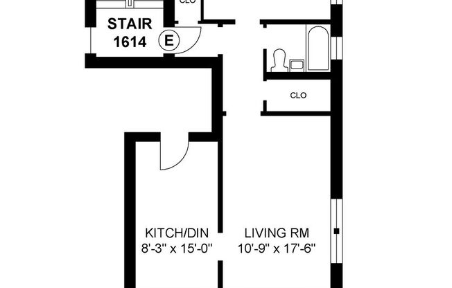1 bed, 1 bath, 585 sqft, $1,635, Unit 1614-2E