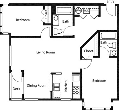 2 beds, 2 baths, 956 sqft, $3,258, Unit 707