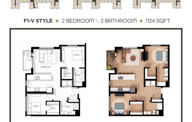 2 beds, 2 baths, 1,124 sqft, $2,795, Unit 156