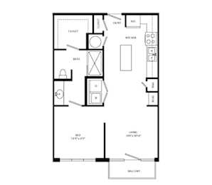 Studio, 1 bath, 654 sqft, $1,324