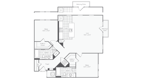 2 beds, 2 baths, 1,325 sqft, $2,760