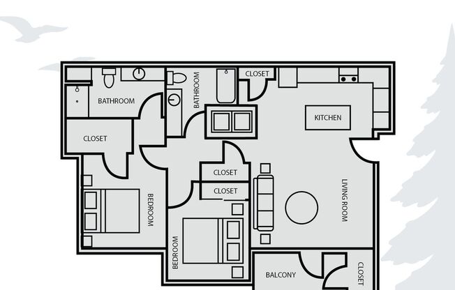 2 beds, 2 baths, 979 sqft, $2,195, Unit 06-102