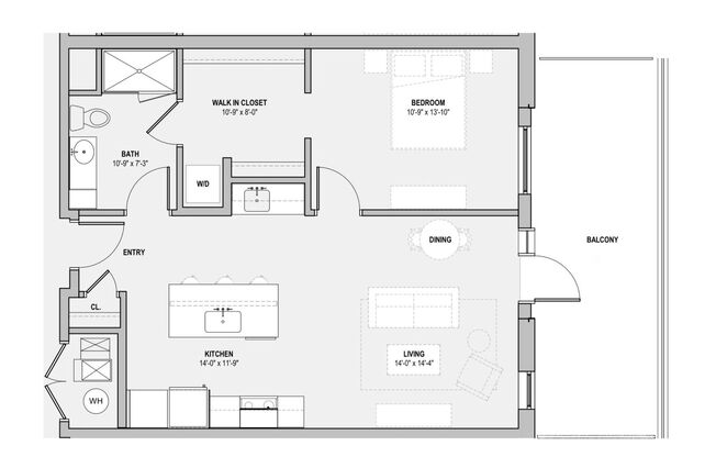 1 bed, 1 bath, 825 sqft, $1,925, Unit 106