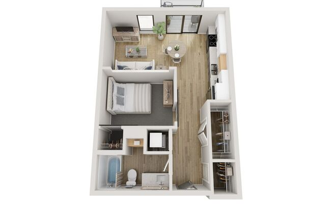 Studio, 1 bath, 511 sqft, $1,050, Unit 106