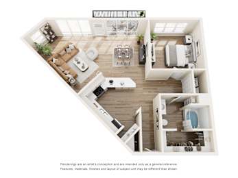1 bed, 1 bath, 1,037 sqft, $1,996