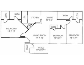 3 beds, 2 baths, 1,157 sqft, $1,535