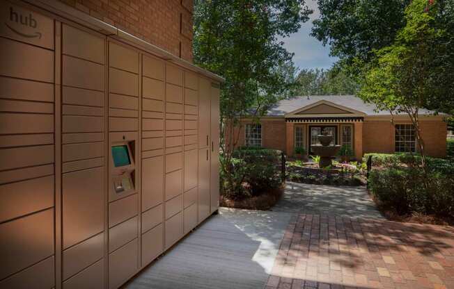 a house with a garage and a walkway in front of it