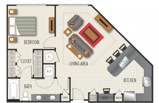 1 bed, 1 bath, 901 sqft, $1,330