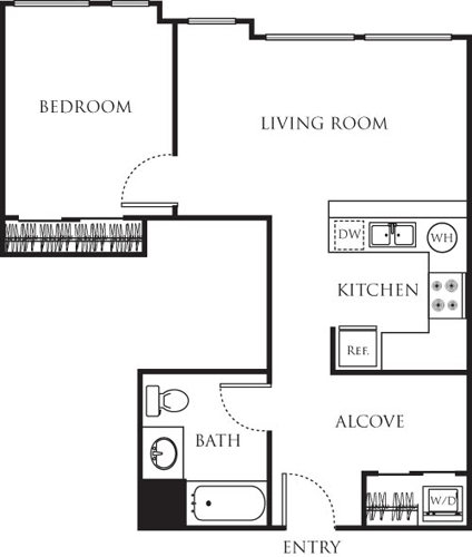 1 bed, 1 bath, 592 sqft, $2,303, Unit 401